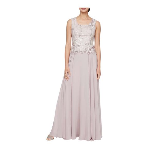 Alex Evenings sequin embroidered lace mock two piece gown dress pink size 18 - Picture 1 of 7
